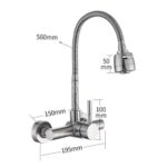 SUS-304 6032 Ψηλή Μπαταρία Κουζίνας Τοίχου με Σπιράλ Chrome - Image 3