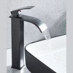 Luxury BR2019 Αναμεικτική Μπαταρία Νιπτήρα Καταρράκτης Ψηλή Ρετρό Μαύρη - Image 2