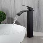 Luxury BR2019 Αναμεικτική Μπαταρία Νιπτήρα Καταρράκτης Ψηλή Ρετρό Μαύρη