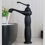 PS-116137 Αναμεικτική Μπαταρία Νιπτήρα Ψηλή Ρετρό Μαύρη