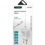 Treqa Φορτιστής με Θύρα USB-A και Καλώδιο USB-C 65W Λευκός (CS-228)