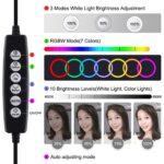 Puluz RGB Ring Light LED Ring Light Dimmable-Adjustable Color Temperature 26cm με Τρίποδο Δαπέδου και Βάση για Κινητό - Image 5