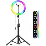 RGB Led Ring Light 30cm με Τρίποδο Δαπέδου και Βάση για Κινητό