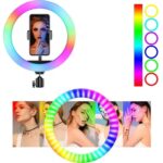 RGB Led Ring Light 30cm με Τρίποδο Δαπέδου και Βάση για Κινητό - Image 3
