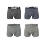 Uomo Ανδρικά Μποξεράκια Black/Blue/Grey με Σχέδια 4Pack