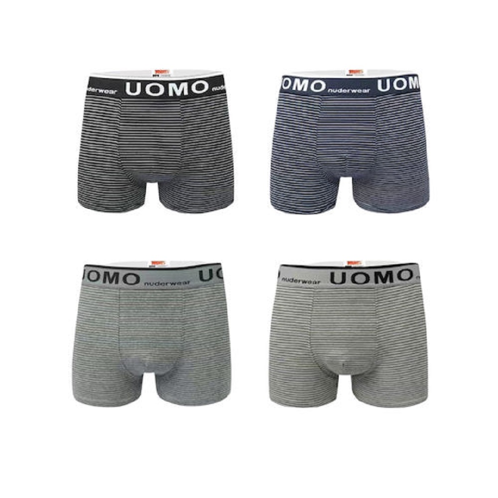 Uomo Ανδρικά Μποξεράκια Black/Blue/Grey με Σχέδια 4Pack - Image 1