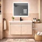 NUVIA LUX NVS14 Έπιπλο Μπάνιου Κρεμαστό 81x47cm με LED Καθρέπτη Anti-Fog & Νιπτήρα