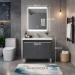 NUVIA LUX NVS11 Έπιπλο Μπάνιου 60x82cm με LED Καθρέπτη Anti-Fog & 3 Φωτισμούς – Σετ με Νιπτήρα & Αποθήκευση