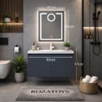 LUMINA Elite LES12 Έπιπλο Μπάνιου Κρεμαστό 81x47cm με LED Καθρέπτη Anti-Fog & Νιπτήρα – Premium Σετ