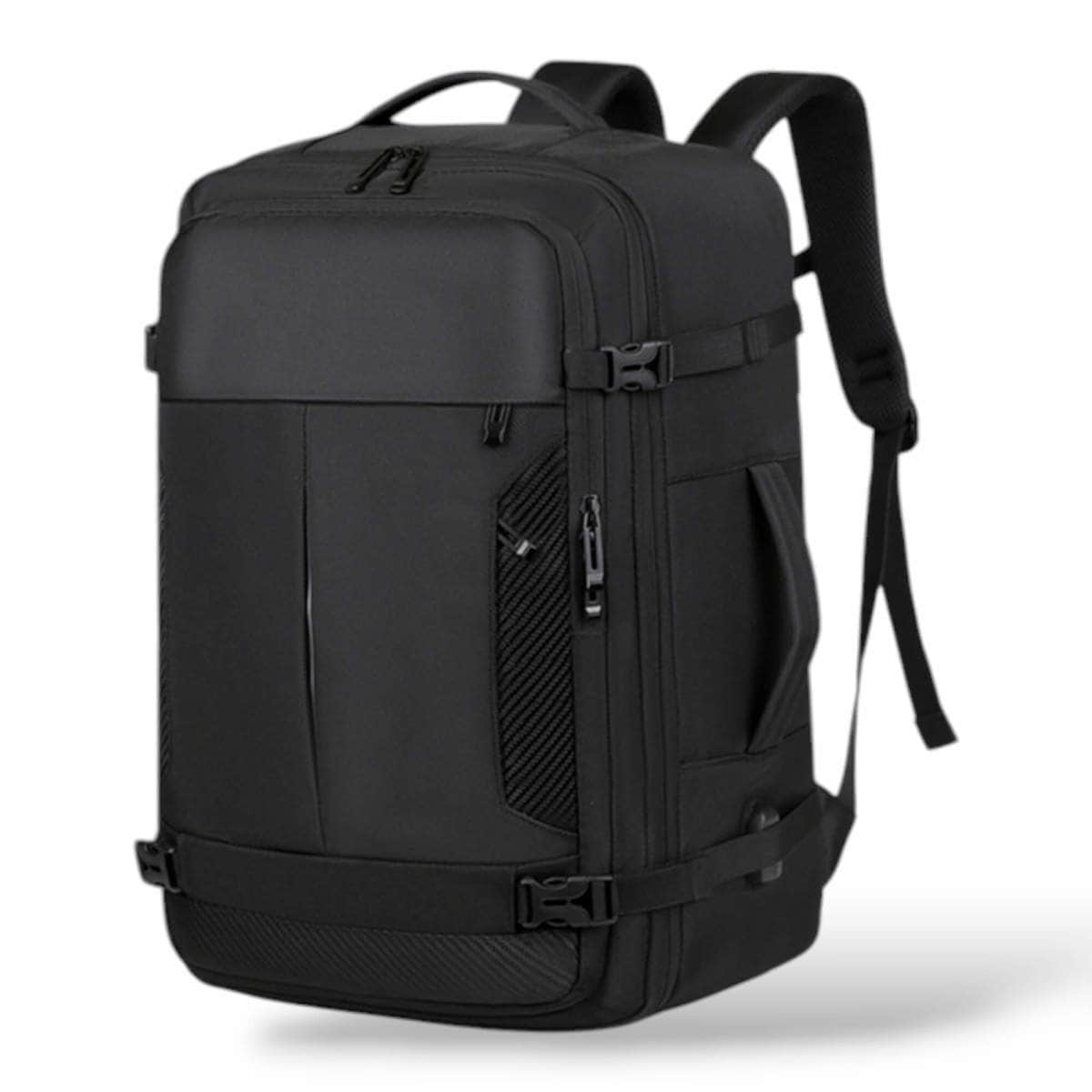 20250611204404_playbags_backpack_adiavrocho_50lt_mayro RZ2406 Σακίδιο Πλάτης Ταξιδιού 50lt με Επέκταση 50x34x22+5cm – Αδιάβροχο Backpack Χειραποσκευή με USB & Θήκη Παπουτσιών - Image 1