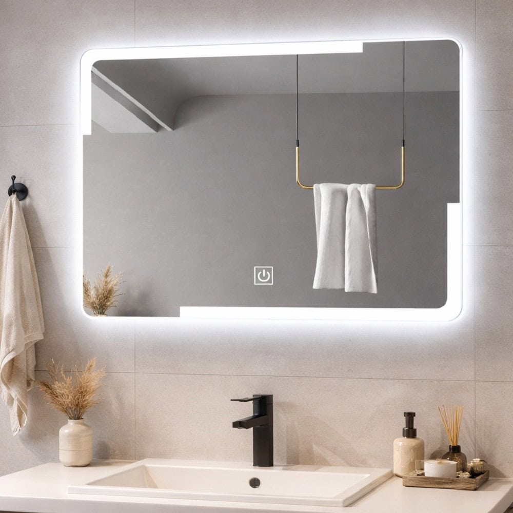20260403122951_smart_t02112429_orthogonios_kathreptis_mpaniou_led_afis_60x40cm Smart LED Καθρέπτης Μπάνιου 60x40cm με Anti-Fog & 3 Χρώματα Φωτισμού - Image 1
