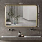 Aurelia Gold 75x50cm – Luxury Χρυσός Καθρέπτης Μπάνιου με Premium Brushed Μεταλλικό Πλαίσιο - Image 2