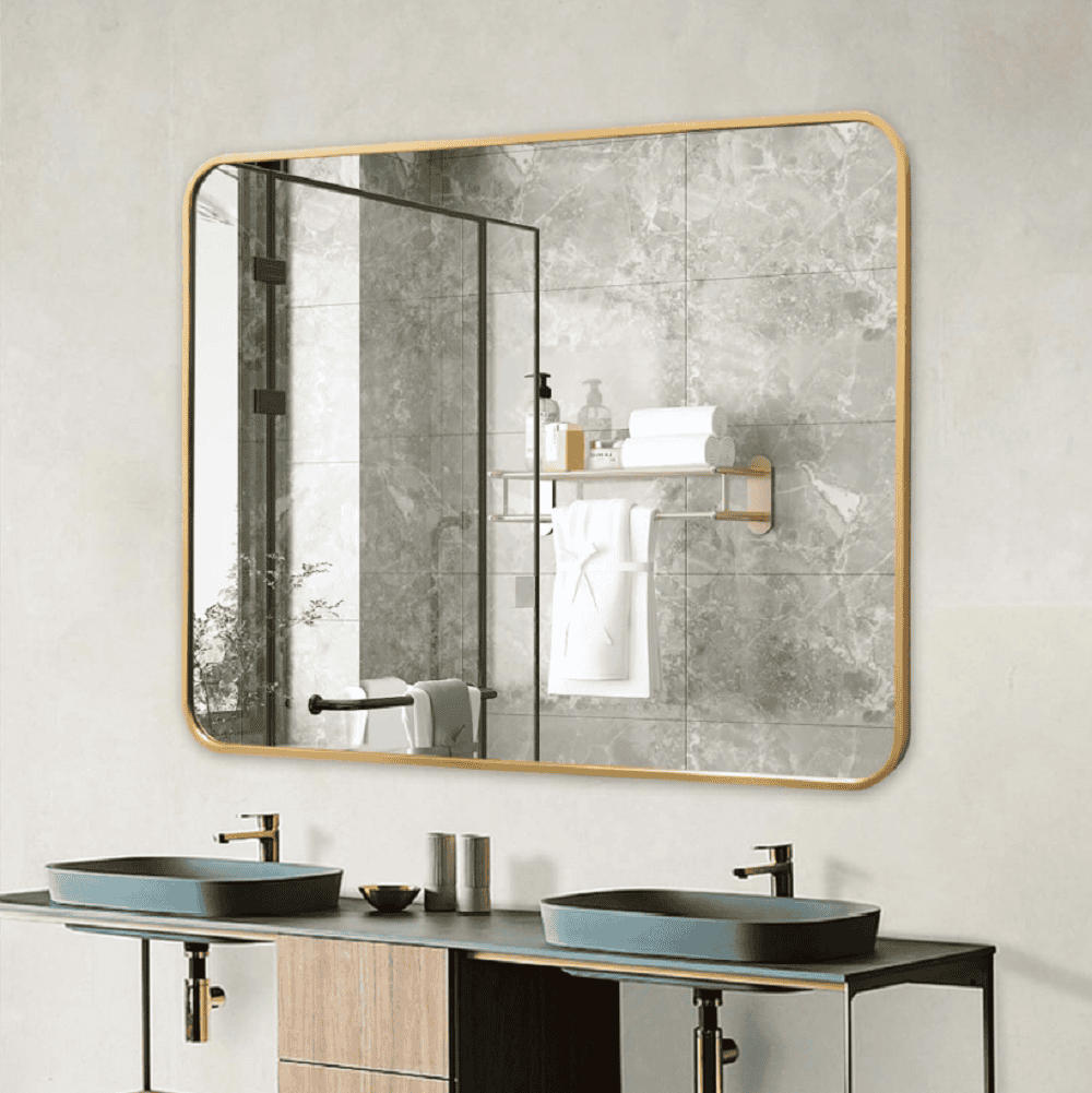 25-3 Aurelia Gold 75x50cm – Luxury Χρυσός Καθρέπτης Μπάνιου με Premium Brushed Μεταλλικό Πλαίσιο - Image 1
