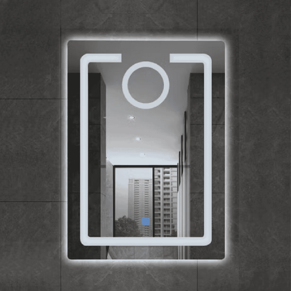 3-6-Photoroom Smart LED Περιμετρικός Καθρέπτης Μπάνιου Αφής 60x40cm με Anti-Fog & 3 Χρώματα Φωτισμού - Image 1